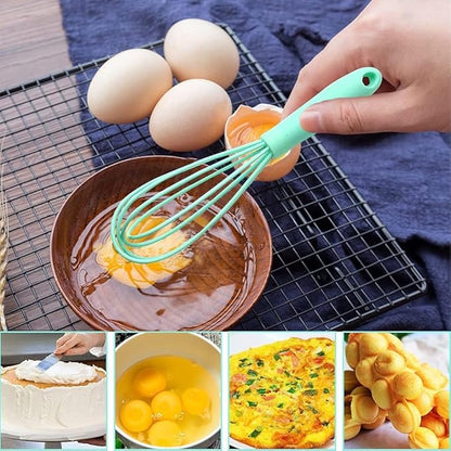 5 Pcs Silicone Whisk for Cooking - Mini Whisk Stainless Steel Dough Whisk, Non Stick Hand Tiny Balloon Wire Whisk, Milk Egg Frother for Blending Whisking Beating Stirring Baking
