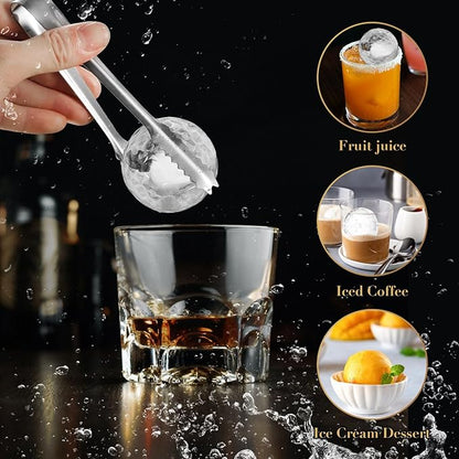 Novelty Golf Ball Ice Maker Mold Set of 2, Funny Golf Gifts for Men Golfers, Golf Accessories for Men, 2.5" Large Sphere Round Whiskey Ice Cube Molds for Bourbon, Cocktails