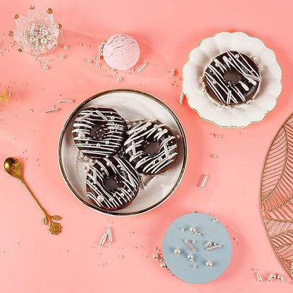 Kasvan silver Mix Sugar Sprinkles - Edible Candy Pearls with 4-Claw Sprinkle Pen,118g/4.16 Oz, Gift Box Pack, Baking Cake Decorations, Ice Cream Toppings and Cookie Decorating, Wedding Party Chirstmas Supplies
