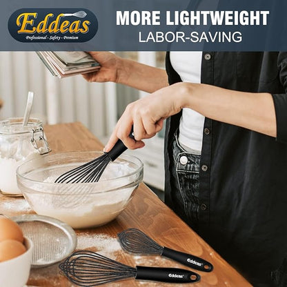Silicone whisk, Non scratch coated whisk for cooking 7+9+11inch whisks and 3pcs 5+6+7inch 304 stainless steel small whisks, Suitable for Beating, Blending, great for cooking and baking.