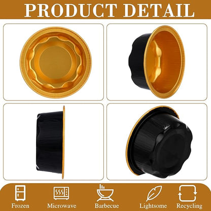 Eaasty 150 Pcs Baking Cups with Lids, 1.6 oz Muffin Cupcake Liners Aluminum Foil Mini Cake Pans Small Disposable Ramekins Flan Containers with Lids for Christmas, Birthday, Various Holiday(Black Gold)