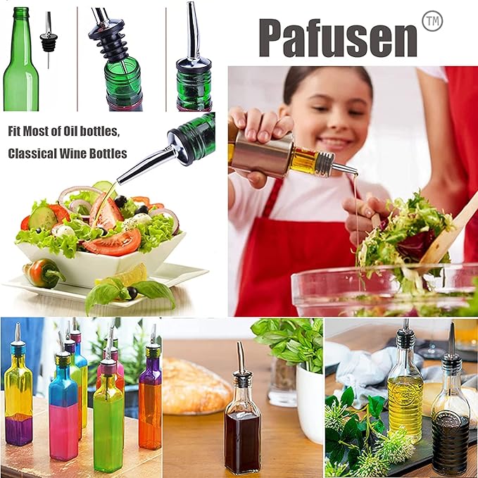 Pafusen 6 Pack Liquor Bottle Pourers, Liquor Pour Spout for Liquor Bottles, Stainless Steel Olive oil Dispenser Spout, Alcohol Pourer Spouts Dust Caps Covers, Rose Gold