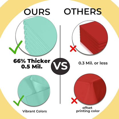 Exquisite 66% Thicker Premium Plastic Table Cloth Rectangle Table Cover 0.5 Mil 6 Pack Mint Table Cloth 54 Inch x 108 Inch Disposable Tablecloth Won't Tear Easily Like Cheap Thin Brands