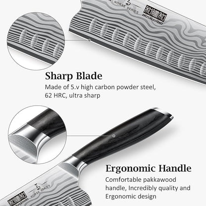HOSHANHO 7 Inch Nakiri Knife, Japanese High Carbon Powder Steel Vegetable Cleaver Knife for Chopping, Razor Sharp Multipurpose Asian Chef Knife with Ergonomic Handle