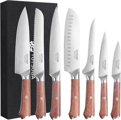 YOTSUBA Kitchen Knife Set, 7PCS Kitchen Knives Set High Carbon Stainless Steel Sharp Knife, Knives Set for Kitchen with Ergonomic Handle
