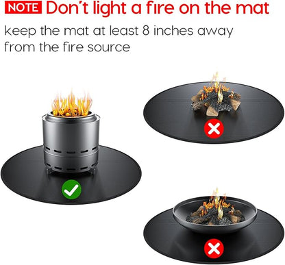 48" Fireproof Fire Pit Mat for Solo Stove Yukon, Round Grill Mats for Outdoor Grill Deck Protector, Waterproof Pad for Camping Accessories, BBQ Mat for Patio