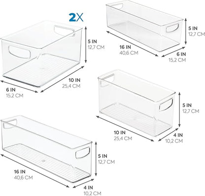 iDesign Stackable Pantry Bins with Handles, 4 Different Sizes, 5 Pack, Clear, Made in USA