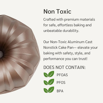 HAPPIELS INARA 10 Cup Fluted Tube Cake Pan Nonstick, PFOA Free Fluted Cake Pan for Baking, Pound Cake Mold for Oven, Cake Molds And Cake Pans, Tube Mold, Pound Tin
