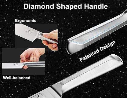 imarku® 15 PCS Kitchen Knife Set with Diamond Shaped Handle Dishwasher Safe Kitchen Knives Premium German High Carbon Stainless Steel Chef Knife Set, Father's Day Gifts