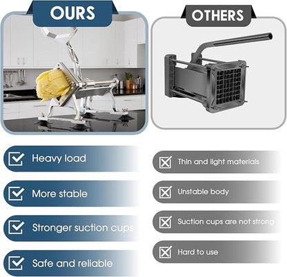 Commercial French Fry Cutter Stainless Steel Potato Cutter for with 1/2,1/3 and 3/8 Inch Blade, Heavy Duty Potato Slicer Manual Potato Chopper Set for Sweet Potato, Carrot, Cucumbers