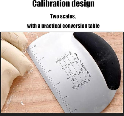 Stainless Steel Biscuit Cutter Set Pastry Scraper and Dough Blender Sturdy & Long-Lasting with Ergonomic Rubber Grip Professional Baking Dough Tools, Gift Package 4 Pcs/Set