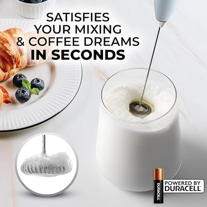 Zulay Kitchen Milk Frother Handheld Electric Whisk with AA Duracell Batteries – Durable Drink Mixer for Coffee, Lattes, Cappuccinos & More - Storm