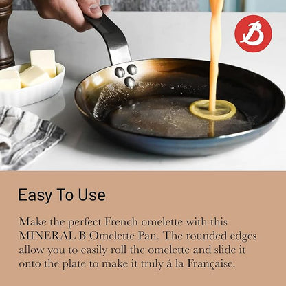 De Buyer MINERAL B Carbon Steel Omelette Pan - 11” Diameter, 8.3” Cooking Surface - PFAS, PFOA & PFOS Free - Made in France