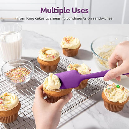 U-Taste Silicone Baking Spatula Set: 480ºF High Heat Resistant, Food Grade Flexible Rubber Kitchen Cooking Mixing Scraper, Food Grade Seamless Utensil for Nonstick Cookware Set of 3 (Purple)