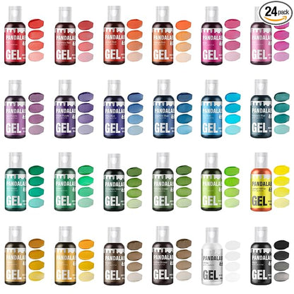 Gel Food Coloring Set - 24 Colors Concentrated Vibrant Edible Food Grade Dye for Baking, Cake, Cookie Decorating, Fondant, Icing, Frosting, Macaron, DIY Crafts - 16.23 fl.oz (20ml/Bottle)