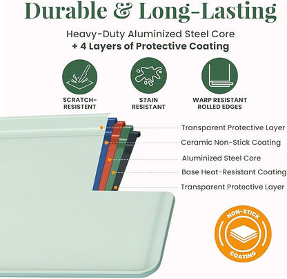Larder & Vine 8-Piece Bakeware Set | Non-Stick Baking Set with Ceramic Finish | PFAS, PFOA, PTFE, and BPA Free Baking Essentials | Baking Sheets, Muffin Tins and Assorted Baking Pans | Sage