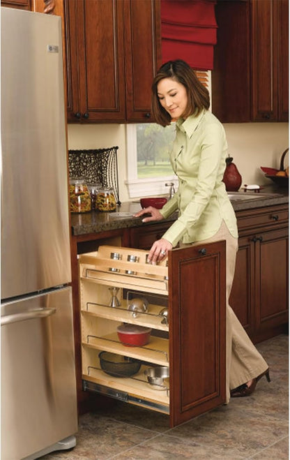 Rev-A-Shelf 11" Pullout Kitchen Cabinet Storage Organizer Slide Out Pantry Spice Rack with Adjustable Shelves for 11.5" W Cabinet Opening, 448-BC-11C