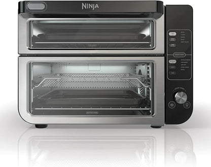 Ninja 10-in-1 Multi-Cooker Double Oven with FlexDoor, FlavorSeal & Smart Finish – Rapid Top Convection, Air Fry Bottom, Bake, Toast, Pizza & More – Stainless Steel, DCT400