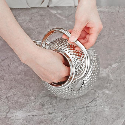 SANQIAHOME 1200ml teapot with Infuser stainless steel Water Boilers lifting handle Tea Maker Water Kettle for Induction/Gas silver