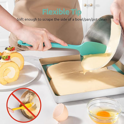 U-Taste Silicone Spatula Set with 600 Degrees Fahrenheit Heat Resistant (Teal/Aqua Sky)
