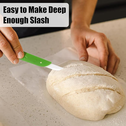 KUNIFU Bread Lame Bread Scoring Tool for Sourdough Scoring, Ceramic Scoring Knife for Bread Baking, Bread Scorer with Protective Cover, for Homemade and Bakery Use, Green