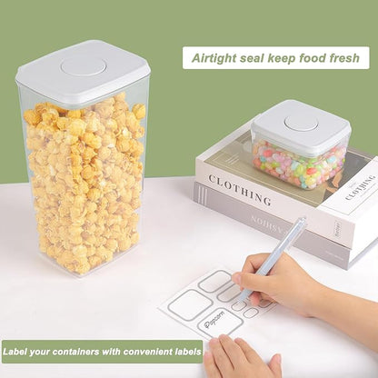 Airtight Food Storage Containers with Lids Pop Up Containers Pasta Organizer for Kitchen Pantry Cereal Snack Flour Sugar Coffee (3pc 1200ml / 1.26qt)