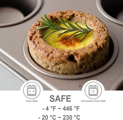 CHEFMADE Brownie Muffin Cake Pan,6-Cavity Non-Stick Bowl Pan Bakeware for Oven Baking (Champagne Gold)