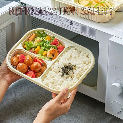 50 Pack of 3-Compartment Disposable Meal Prep Container, 36 Ounce Pre Meal Container, Food Storage Bento Box. Reusable Takeaway Container, Stackable, Microwave Refrigerator Safe.