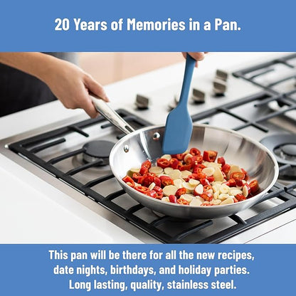 Misen 5-Ply Stainless Steel 6" Frying Pan - Professional Cookware for Induction, Gas and Electric - Dishwasher Safe, Oven Safe to 800°F - Durable, Versatile, Even Heating