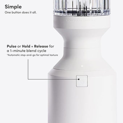 Beast Mega 1200 Plus | Premium Countertop Blender | Smoothies, Shakes, Sauces, Dips, Soups | Blends Ice and Frozen Fruit | XL Vessel | With Extra Vessels, Straw System | 1200W | (Cloud White, 120V)