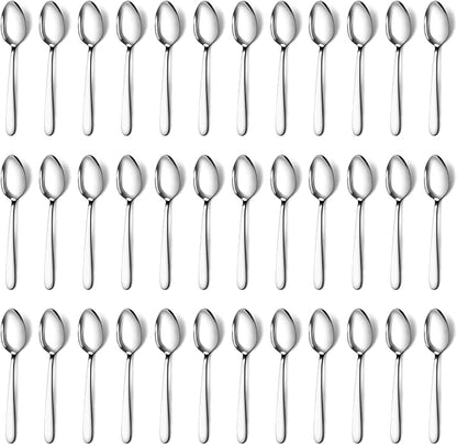 Pleafind 36 Pieces Teaspoons Set (6.2 inch), Spoon Silverware, Stainless Steel Tea Spoons, Mirror Polished Small Teaspoon, Dessert Spoons for Home, Kitchen, Restaurant, Dishwasher Safe
