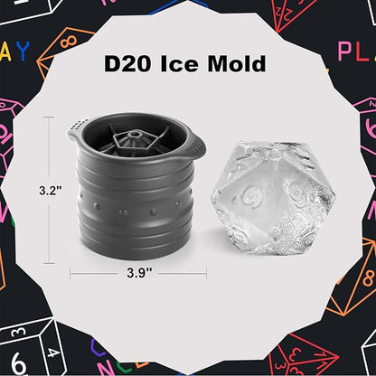 Nax Caki D20 Dice Ice Mold, DND Gamer Gifts for Men Women, Cool Christmas Stocking Stuffers Ideas for Adults TTRGP Lover, Large Silicone D&D Accessories Ice Cube Tray for Cocktails,Bourbon,Whiskey