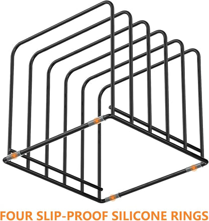 Kitchen Cabinet Organizer, Steel Cookware Holder, Divided Holder with 5 Slots for Skillets Baking Tray and Chopping Board Rack - Baking Pan Holder Storage (1 PC)