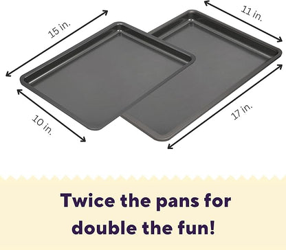 Wilton Silver 2- Piece Non-Stick Baking Sheet Set, Stainless Steel Bakeware for Baking and Roasting, Made without PFAS