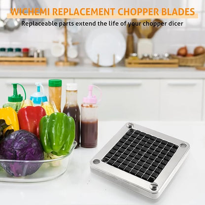 WICHEMI Replacement Chopper Blade 3/8" Stainless Steel Onion Chopper Dicer Blades and Pusher Block for Tomato Dicer French Fry Cutter