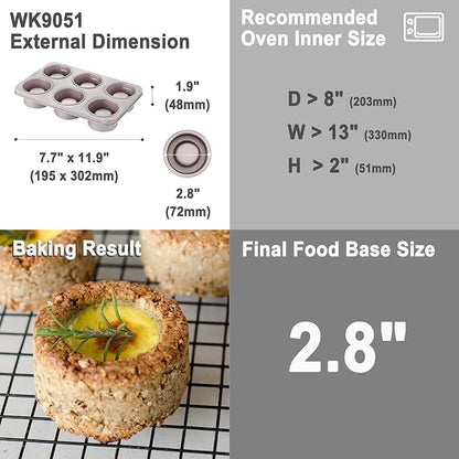 CHEFMADE Brownie Muffin Cake Pan,6-Cavity Non-Stick Bowl Pan Bakeware for Oven Baking (Champagne Gold)