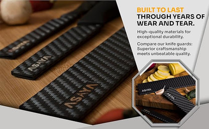 Asaya Professional Knife Edge Guards - Two Chef Blade Covers - 8.5 x 2" and 10.5 x 2" - Extra Strength, ABS Plastic and BPA-Free Felt Lining, non-Toxic and Food Safe - Knives Not Included (2 Piece L)