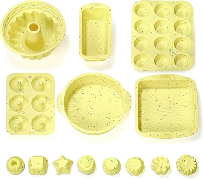 46PCS Silicone Bakeware Set Cake Molds Set For Baking, Including Baking Pan, Cake Mold, Cake Pan, Toast Mold, Muffin Pan, Donut Pan, And Cupcake Mold Silicone Baking Cups Set