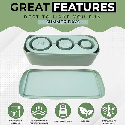 20-40 oz Ice Molds for Stanley Cup - Silicone Ice Cube Tray with Lid and Bin for Chilling Cocktails, Whiskey, Drinks, Coffee - BPA-Free, Easy Fill and Release Ice Maker Tray for Freezer