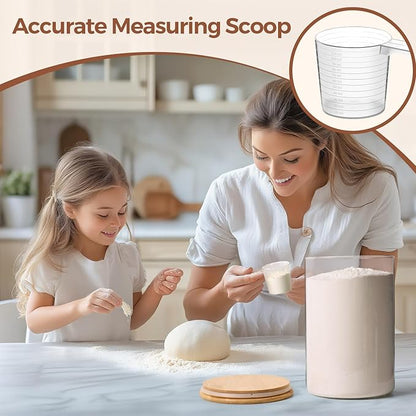 ComSaf 1 Gallon Cookie Jar, Large Glass Jar with lid, Glass Canisters with Lids Set of 2, 3.9 Qt Flour Container with Spoon and Clip, Glass Food Storage Pantry Containers for Sugar Oat Beans Pasta