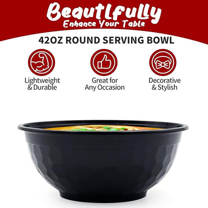 POPMISOLER 150 Pcs Stackable Meal Prep Bowl Containers,42 OZ Food Takeout Bowls Reusable,Black Disposable With Lids,Microwavable Dishwasher Safe Leak Resistant for Noodle Soup,Salads& Ramen (42oz)