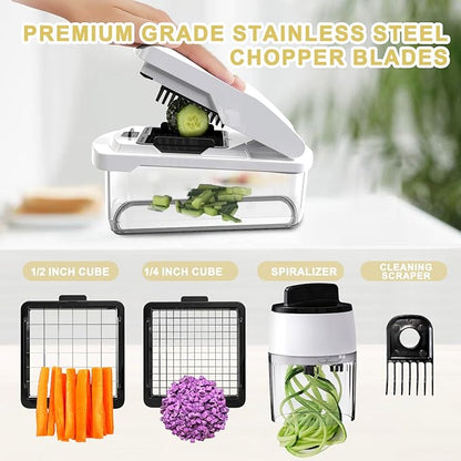 Vegetable Chopper: 10 in 1 Food Chopper - Onion Vegetable Slicer Cutter Dicer, Veggie Cutter with Container, 2 Blades, Kitchen Gadgets for Carrot Salad Garlic Potato Slicer