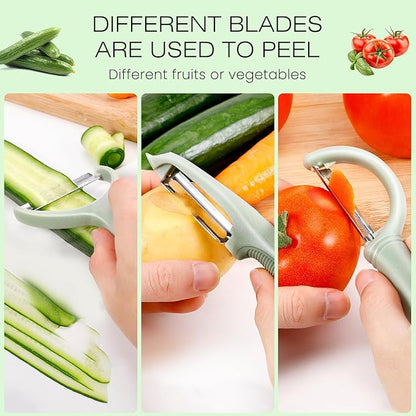 Senbowe Upgrade Potato Peeler for Kitchen, 6PCS Stainless Steel Vegetable Peeler, I and Y Veggie Food Peeler for Apple Fruit Carrot Zucchini Cucumber,Good Grip Makes Peeling Very Easy (Green)