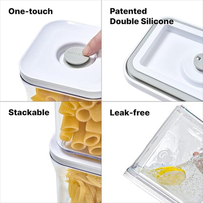 VAKUEN Premium Airtight Food Storage Container. Special Edition Mercury Color 8P/Set. 7pcs Container and Vacuum Sealer. Patented Double Silicone Lining, 100% Leak Proof, BPA-FREE