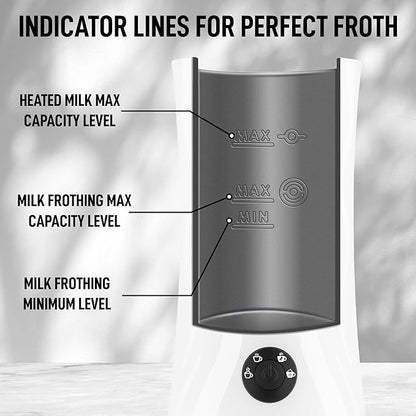 Zulay 4-in-1 Milk Frother and Steamer - Automatic Hot and Cold Foam Maker with Auto Shut Off & Temperature Control for Coffee, Latte, Cappuccino, Hot Chocolate - White