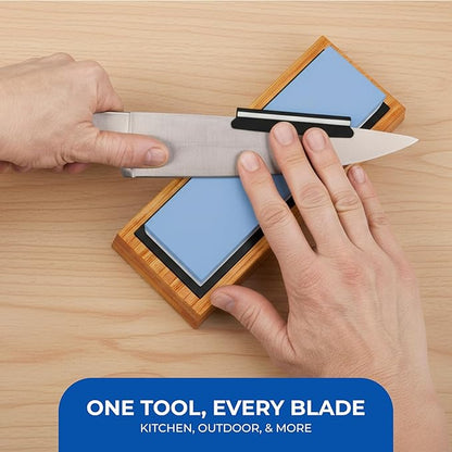 Sharp Pebble Premium Whetstone Knife Sharpening Stone 2 Side Grit 1000/6000 Waterstone- Whetstone Knife Sharpener- NonSlip Bamboo Base & Angle Guide