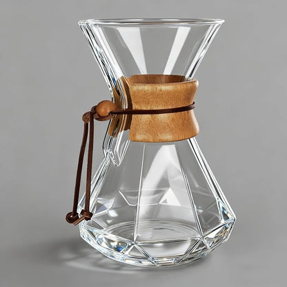 AGOGO Pour Over Coffee Maker Glass - 6/8/10 Cup Barista Kit with 304 Stainless Filter for Home, Office, Camping, Cafes - Easy Clean Coffee Dripper Set (Rag&Brush Included) (10 Cup/34 oz-Diamond Shape)