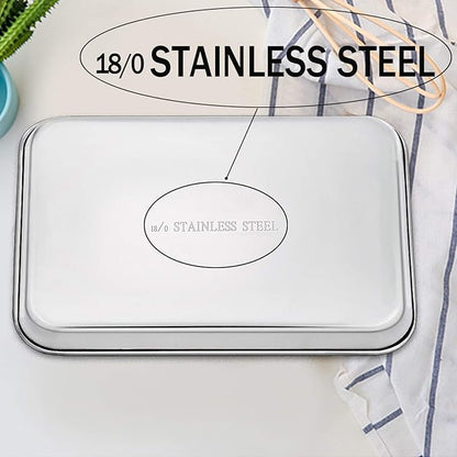 TeamFar Baking Sheet Set of 4, Stainless Steel Baking Pan Tray Cookie Sheet, Non Toxic & Healthy, Rust Free & Easy Clean - Dishwasher Safe