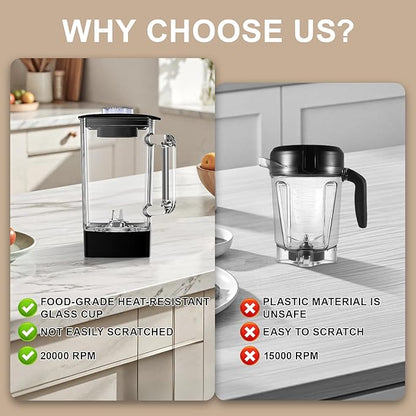 Glass Blenders for Kitchen with 750W, 54Oz. Countertop Blender Glass Jar Food Processor Combo, BPA-Free Blender for Smoothies, Ice Crush,Nuts, Frozen Drinks and Fruits (Black)