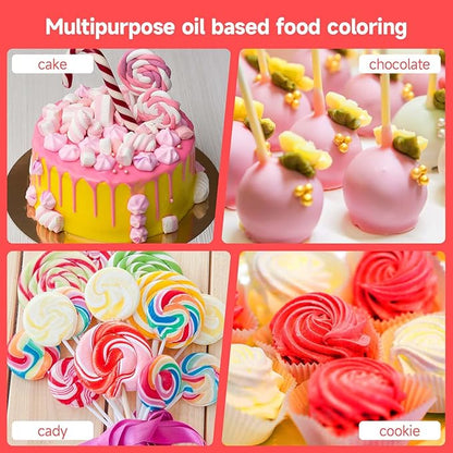 Oil Based Food Coloring, 15ml Large Capacity Oil Food Dye for Chocolate, Edible Coloring for Baking, Cake Decorating, Icing, Easter Egg, Fondant, Candy Melts, Cookie, Food Grade Slime Making DIY Set